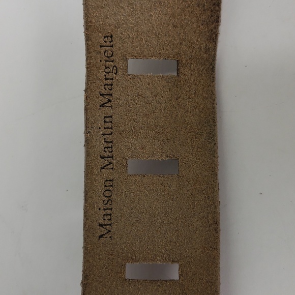 MAISON MARTIN MARGIELA TAN LEATHER CUT OUT DETAIL BELT NUMERIC SILVER BUCKLE 105 - Picture 15 of 15